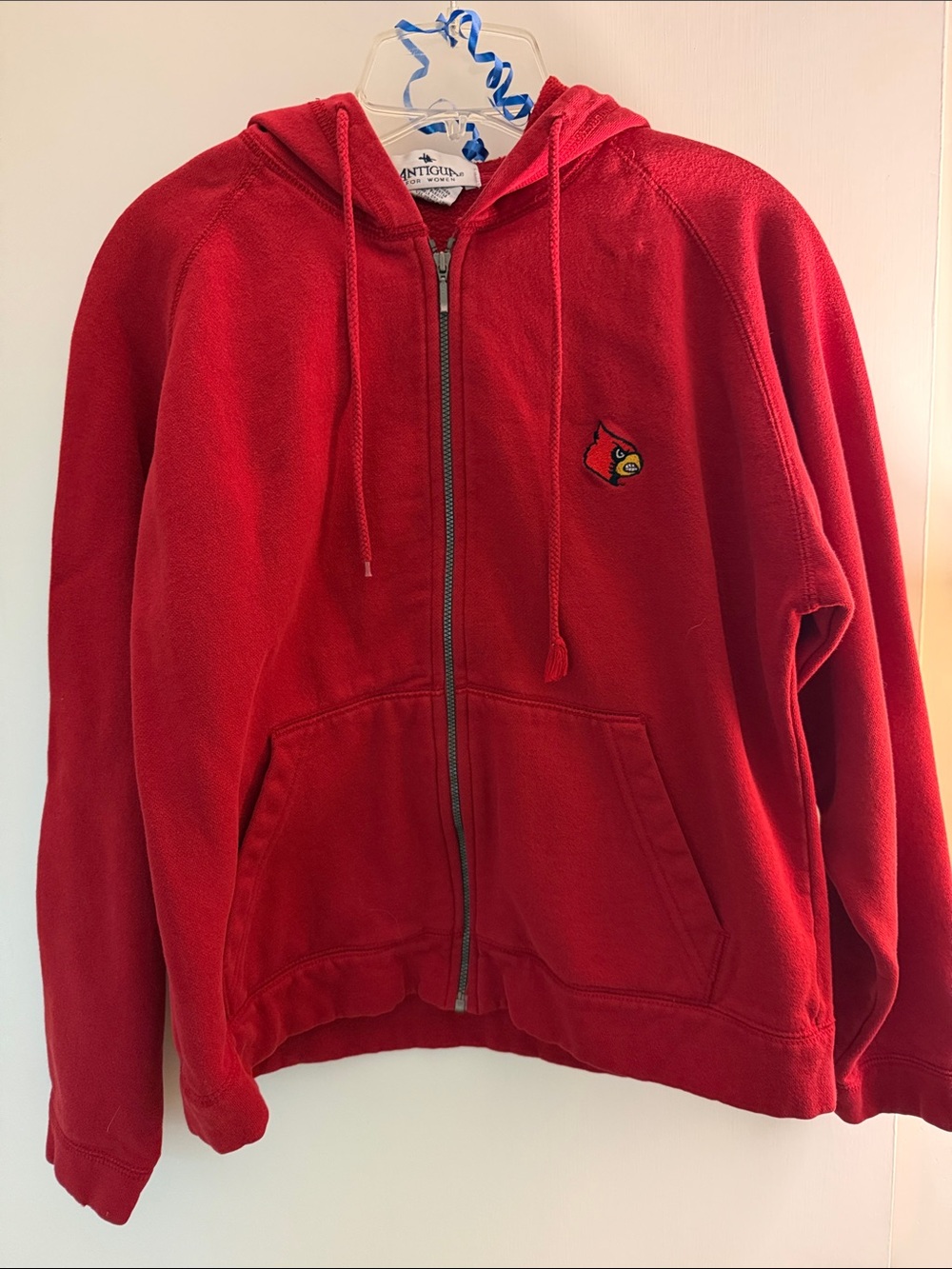 Like new, Louisville Full-Zip Fleece Hoodie with Cardinal Patch
